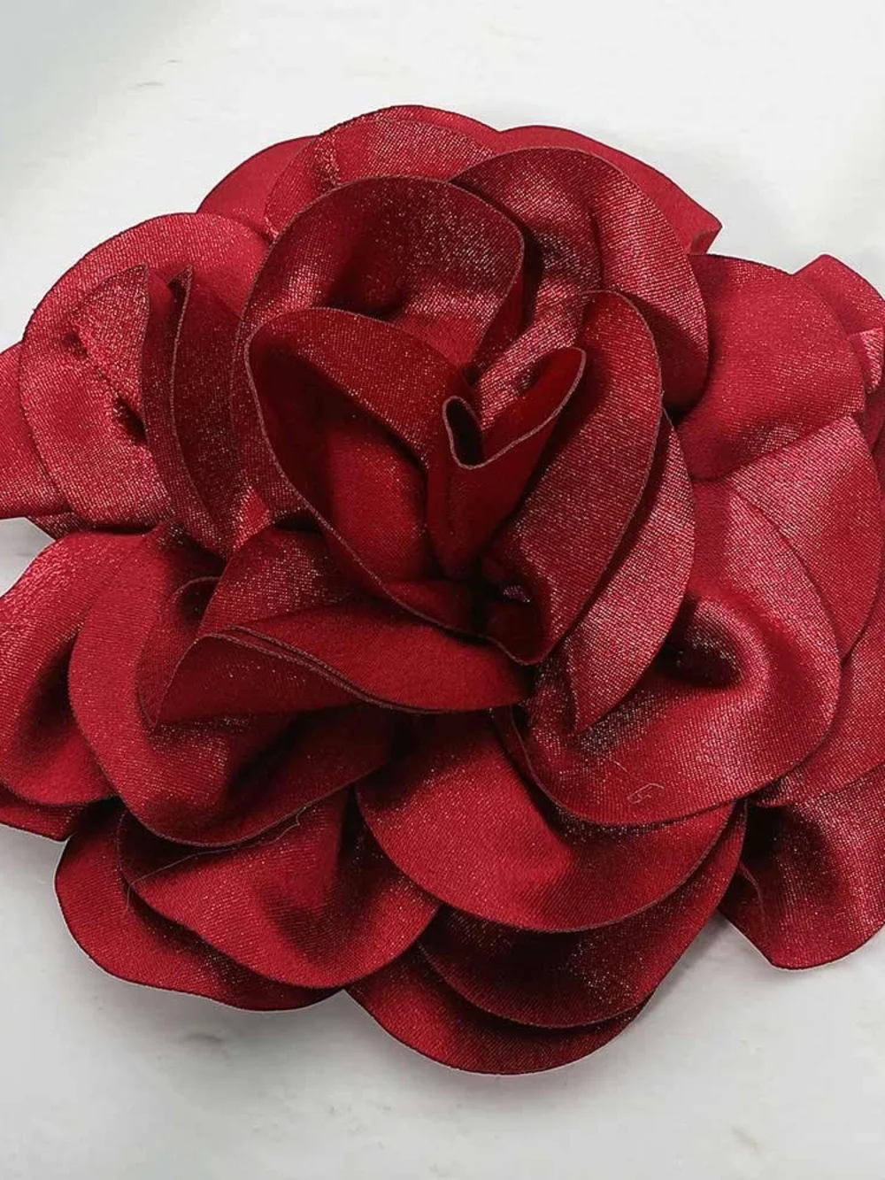 Burgundy Oversized Fabric Camellia Flower Brooch Pin Hairpin 3D Womens Statement